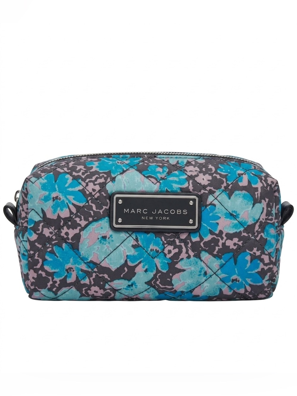 Marc Jacobs Quilted Floral Cosmetic Case in Teal and Purple